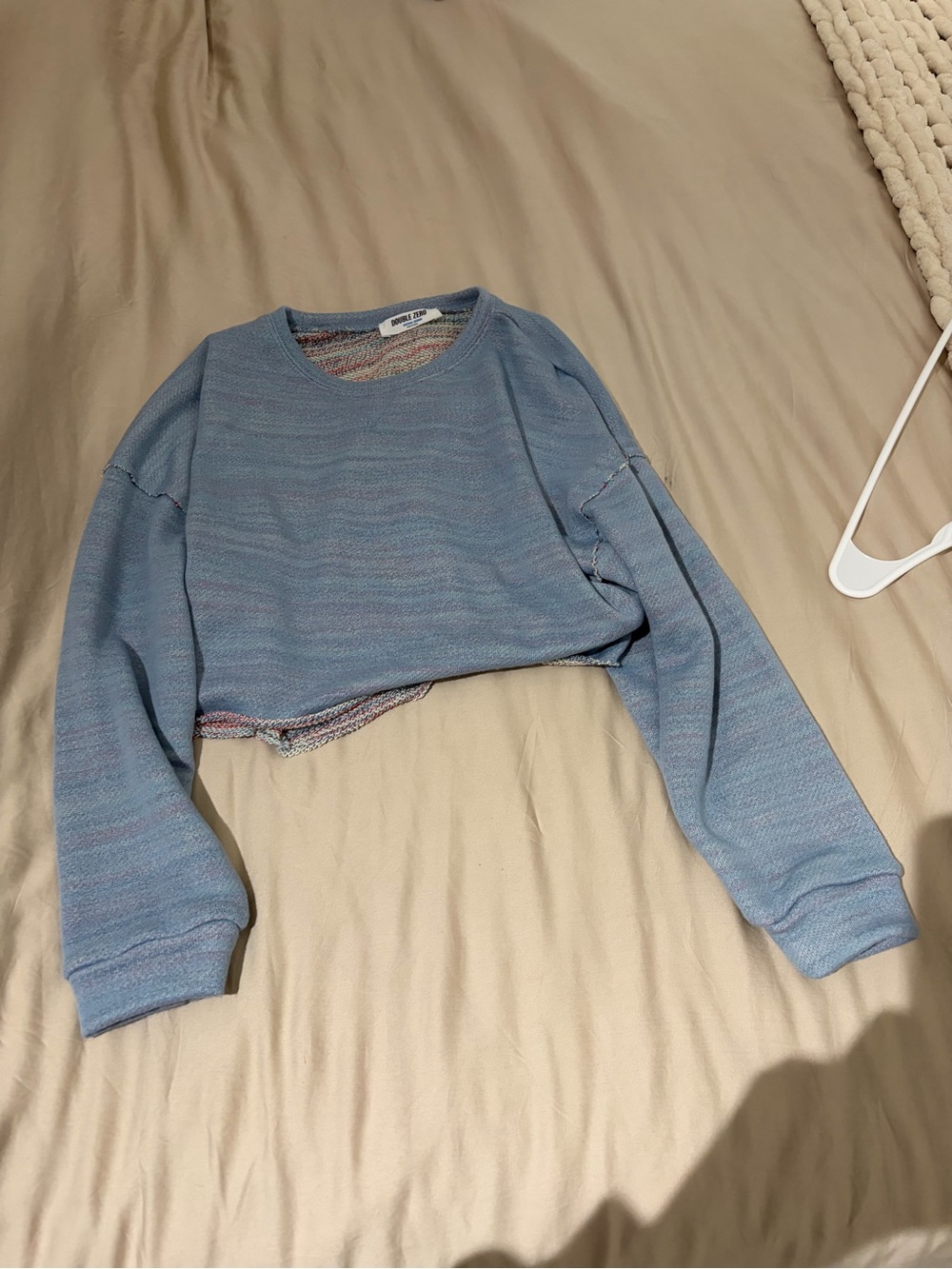 Light Blue Cropped Crewneck Sweatshirt - Women
